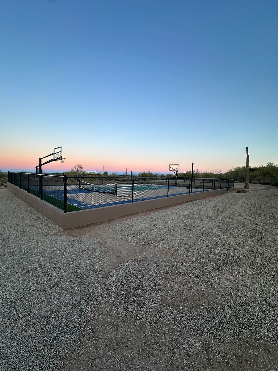 Sport court installation in Arizona backyard